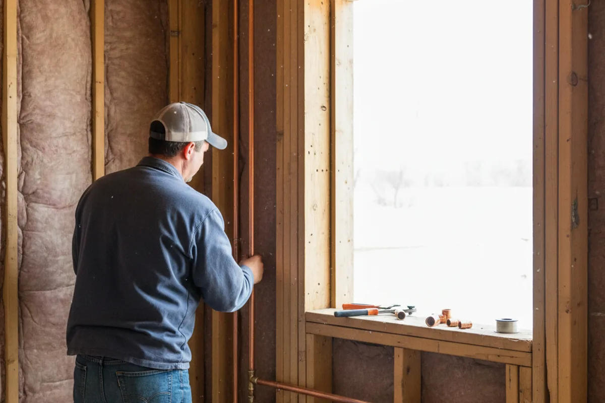 Licensed plumber running new copper supply lines in a Saratoga Springs home