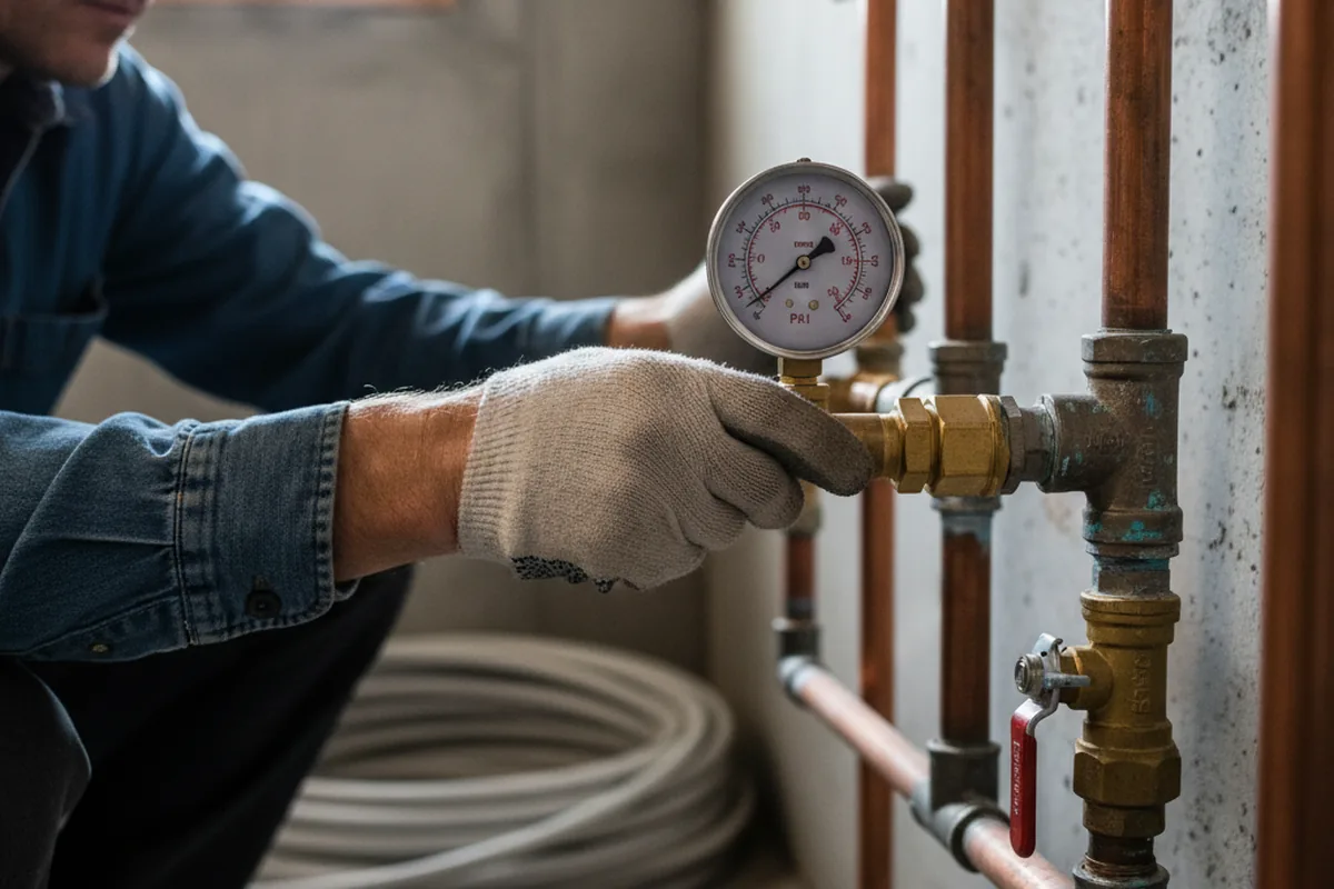 Pressure testing a repaired line during Water Line Repair in Saratoga Springs